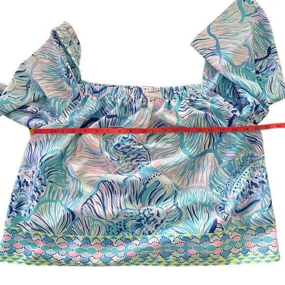 Lilly Pulitzer Women's Lizzie Top Bermuda Blue Fishful Thinking Engineer… - Picture 10 of 13